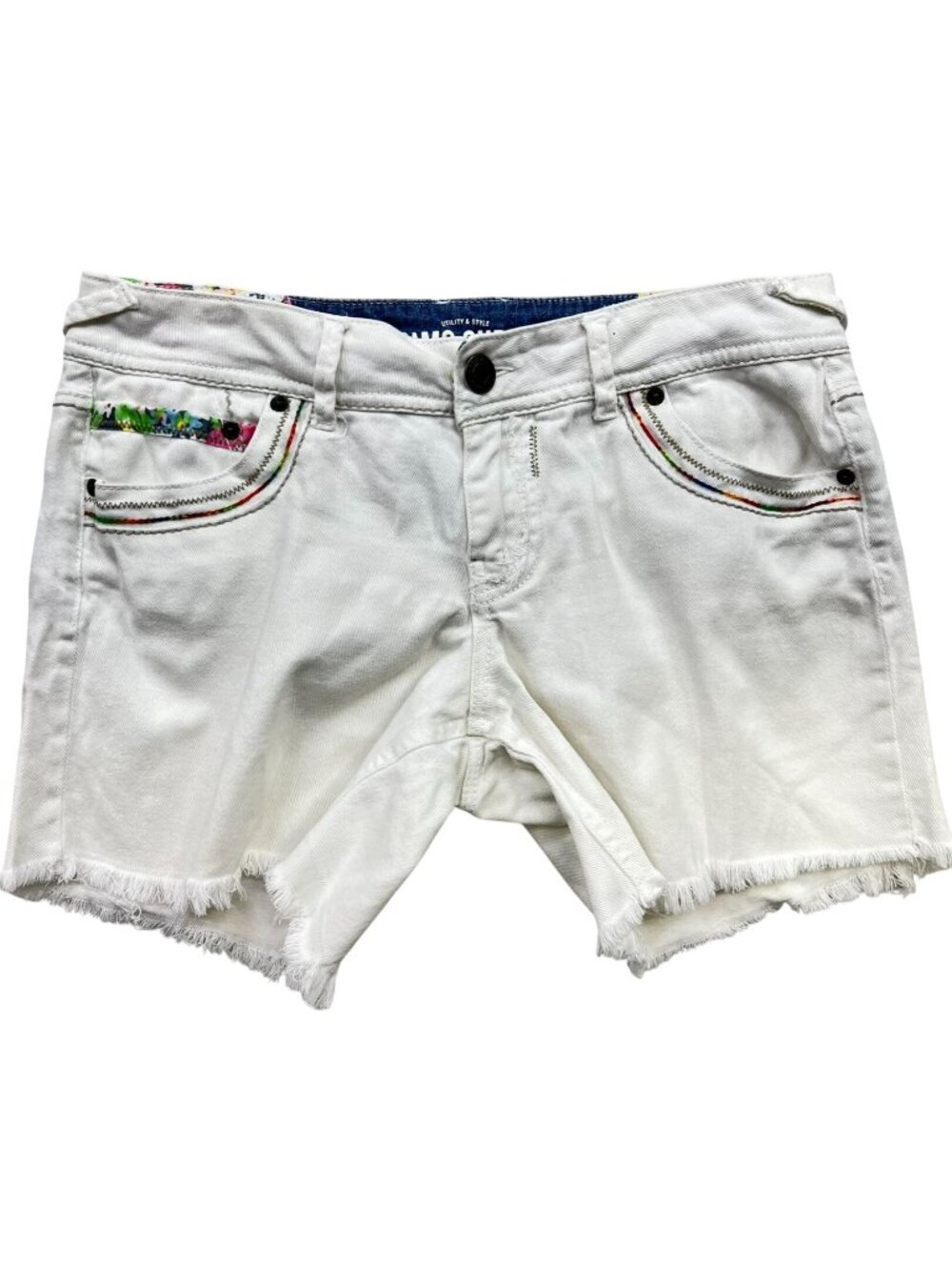 Mossimo Supply Co. Women's Cutoff Denim Shorts Stretch Size 11 White Light Wash
